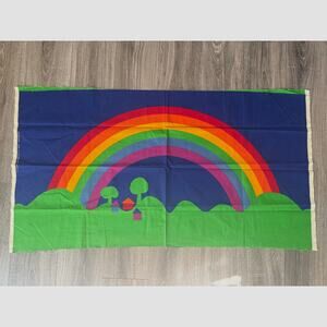 VTG 1970s Cotton Fabric Panel 50" x 27" Rainbow Sateensaari Finland Tampella